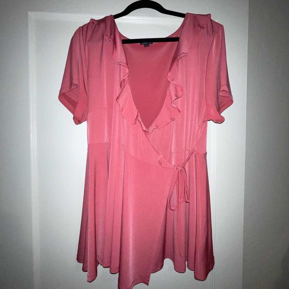 Torrid Studio Knit Surplice Wrap Ruffle Top